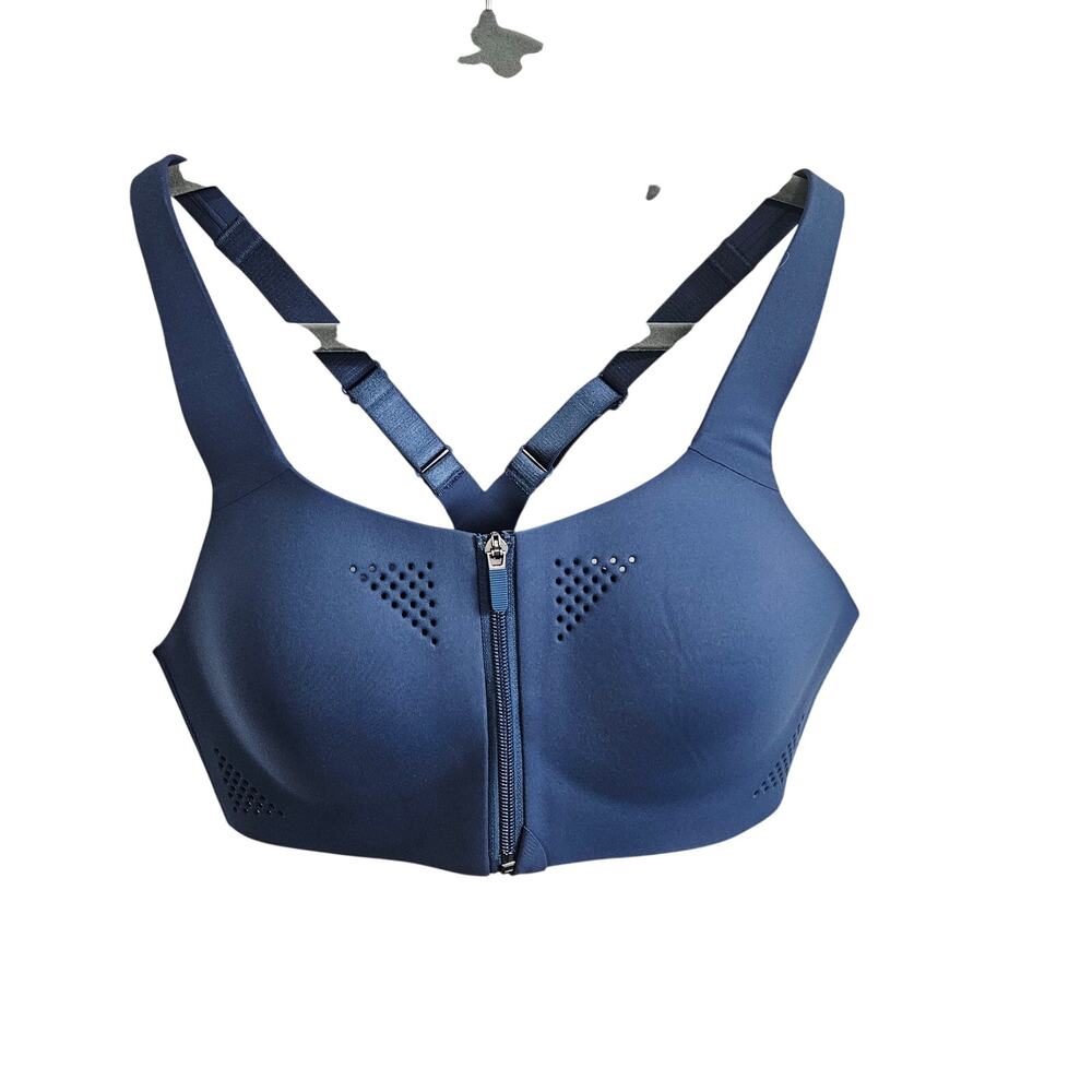 Peachy Athletic Size 10 Zip Up Sports Bra Gray Molded Cups Workout Gym Running